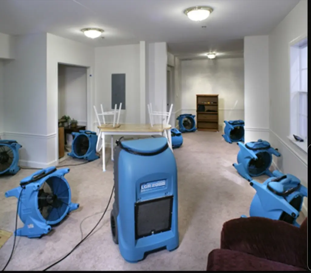 Air movers and dehumidifier setup for Water Extraction & Removal in Gainesville